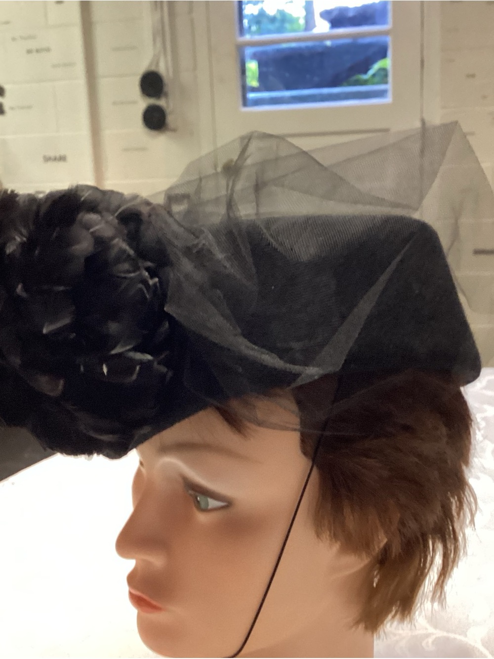 Black Floral Veil Fascinator Hat - Women Accessories